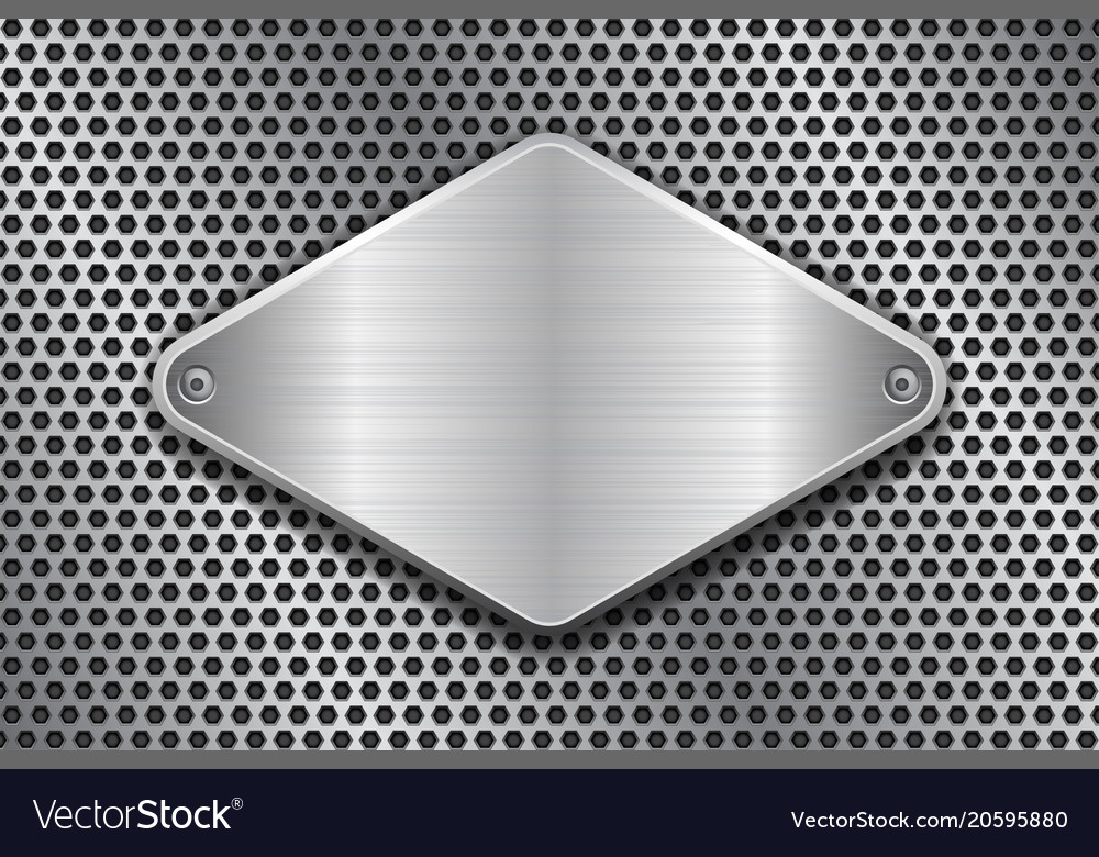 Rhombus brushed metal plate on perforated texture Vector Image