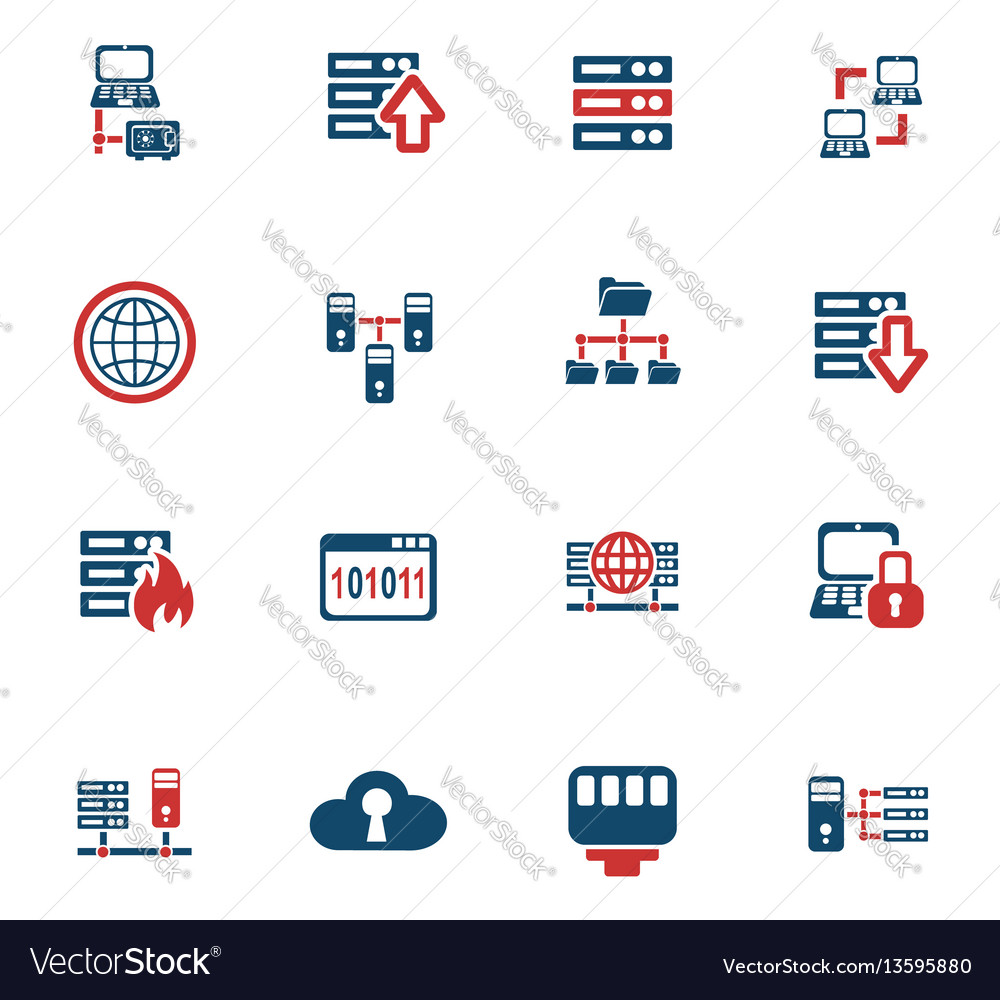 Server icon set vector image Server icon set