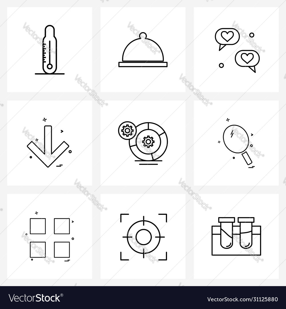 Set 9 simple line icons for web and print