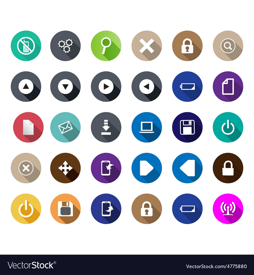 Set of computer icons in a flat design