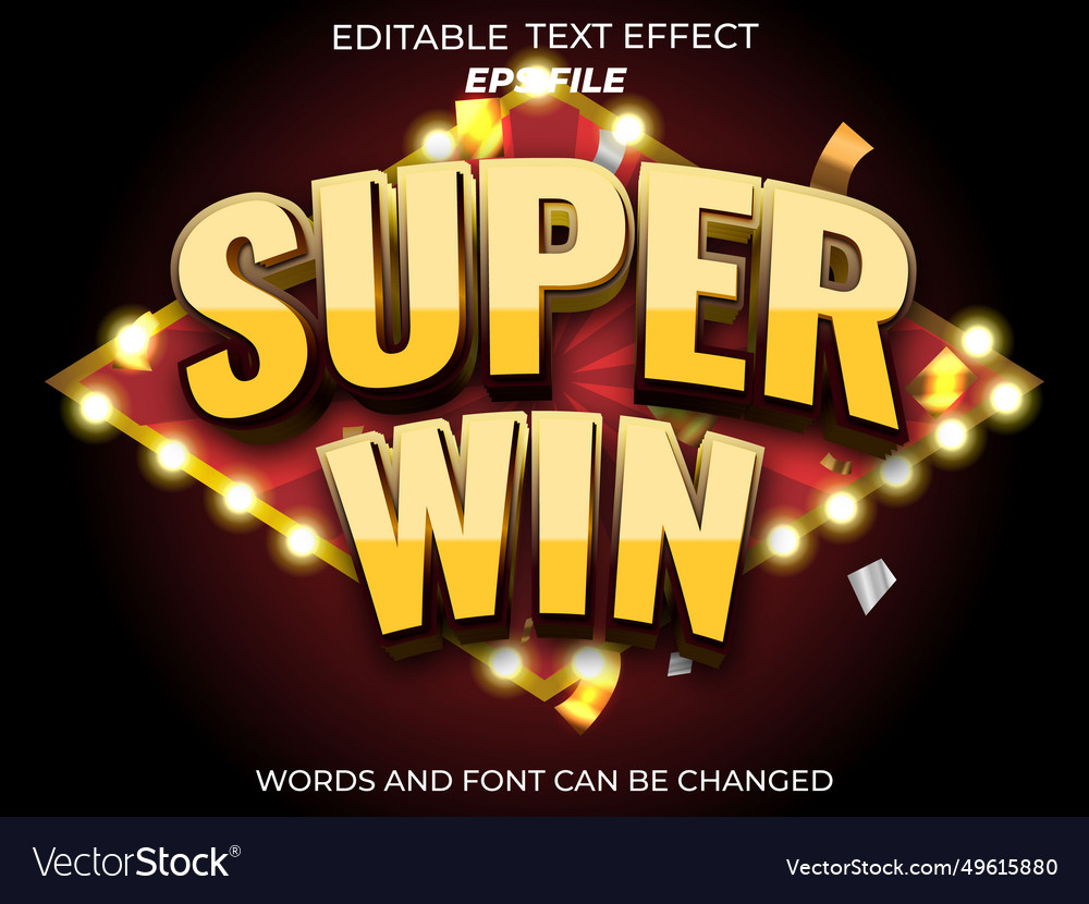 Super win text effect font editable typography 3d