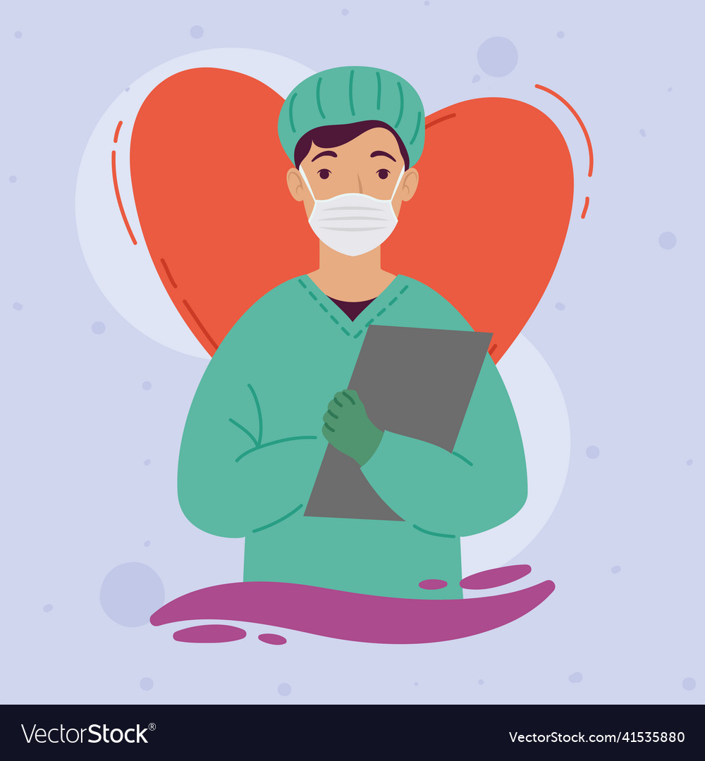 Surgeon professional doctor in heart Royalty Free Vector