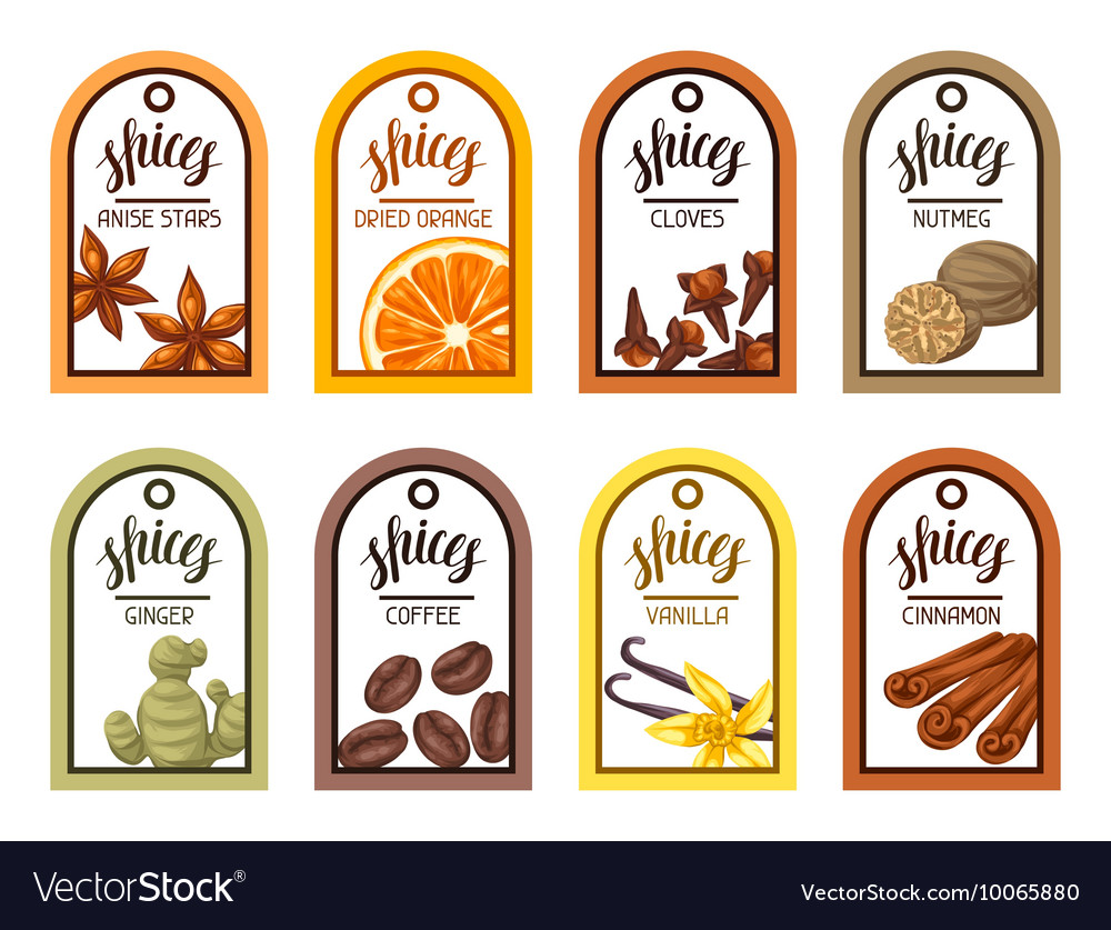 Tags with various spices of anise