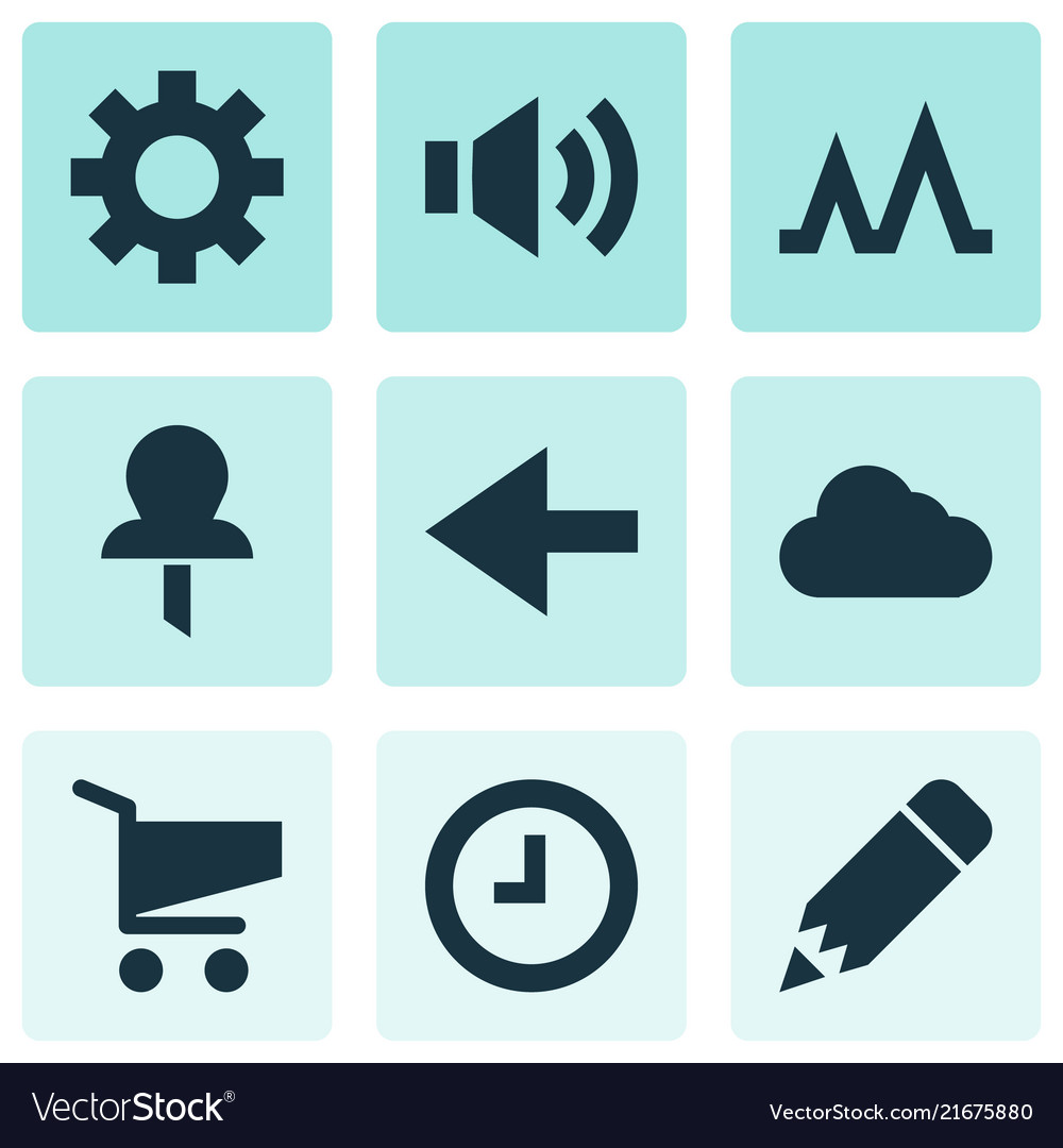 User icons set with activity edit back and other vector image User icons set with activity edit back and other