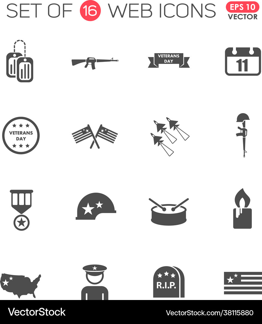 Veterans day icon set Royalty Free Vector Image