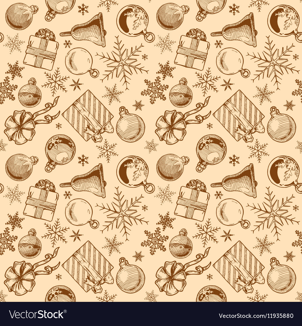 Vintage christmas background seamless tiling Vector Image