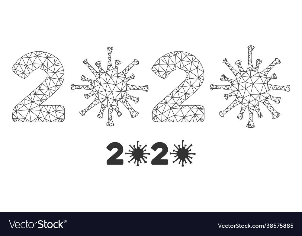 2020 virus year mesh wire frame model vector image 2020 virus year mesh wire frame model