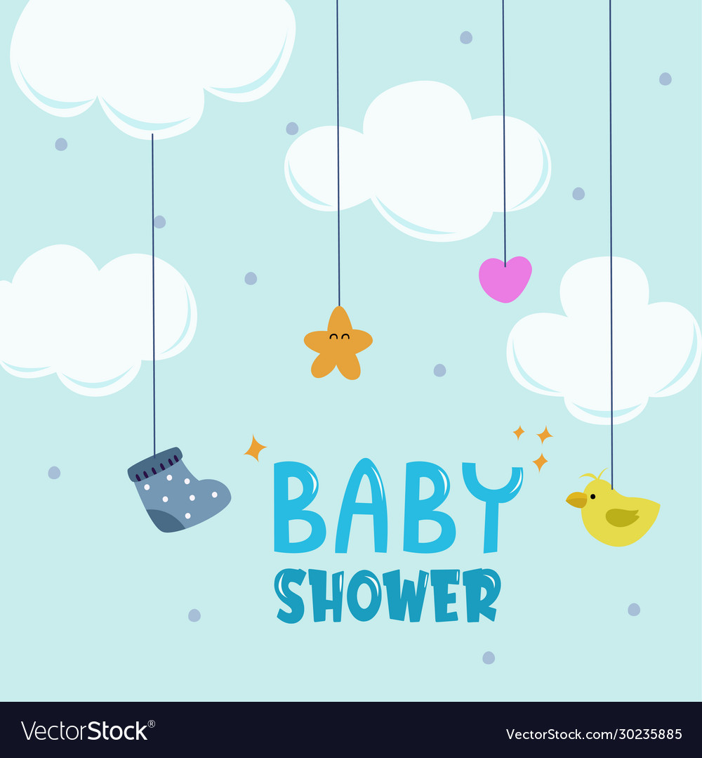 Baby shower stars clouds duck and hinging