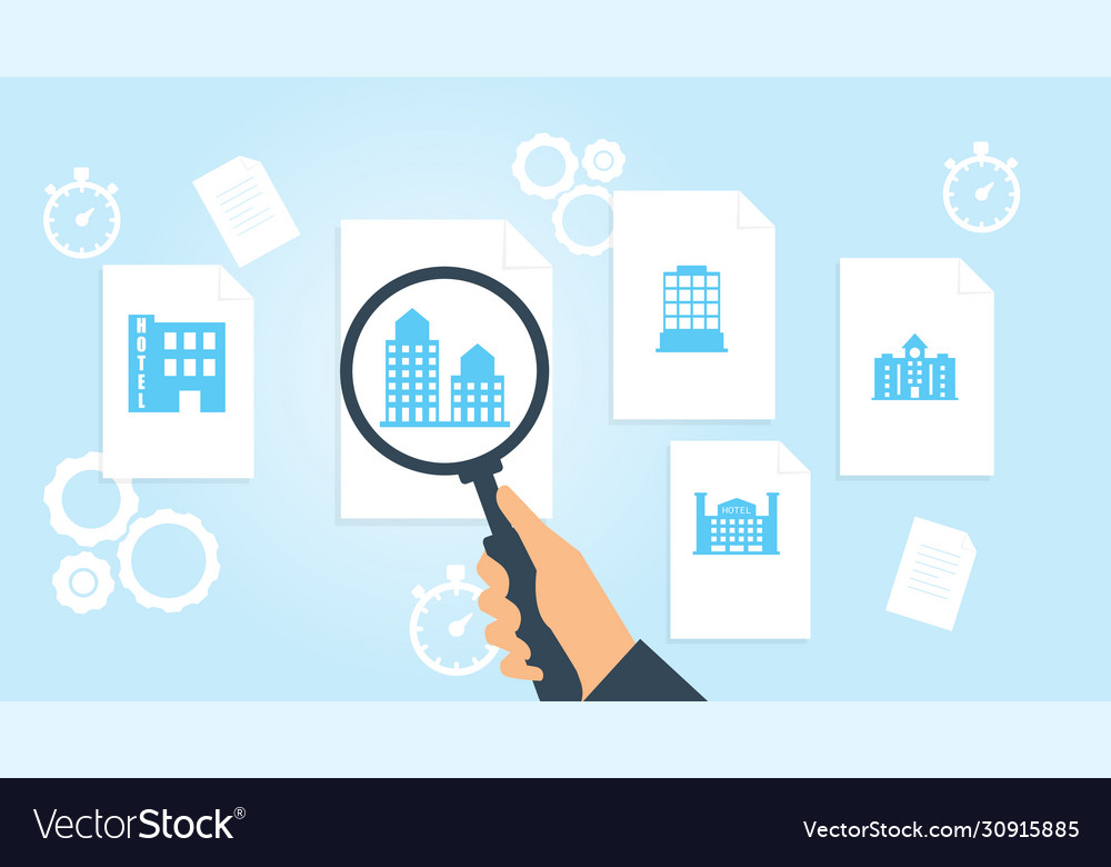 Building file document research vector image Building file document research