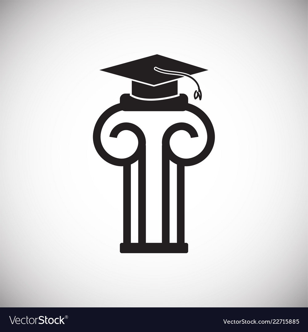 Column with graduation cap on white background