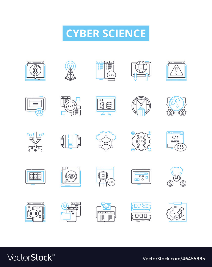 Cyber science line icons set cybernetics