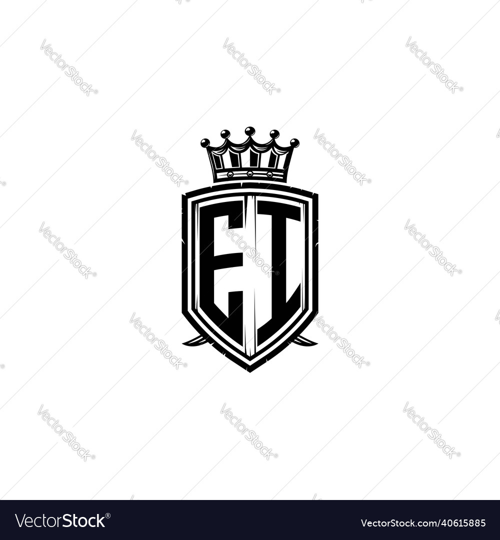 Ei logo monogram shield crown luxury design Vector Image