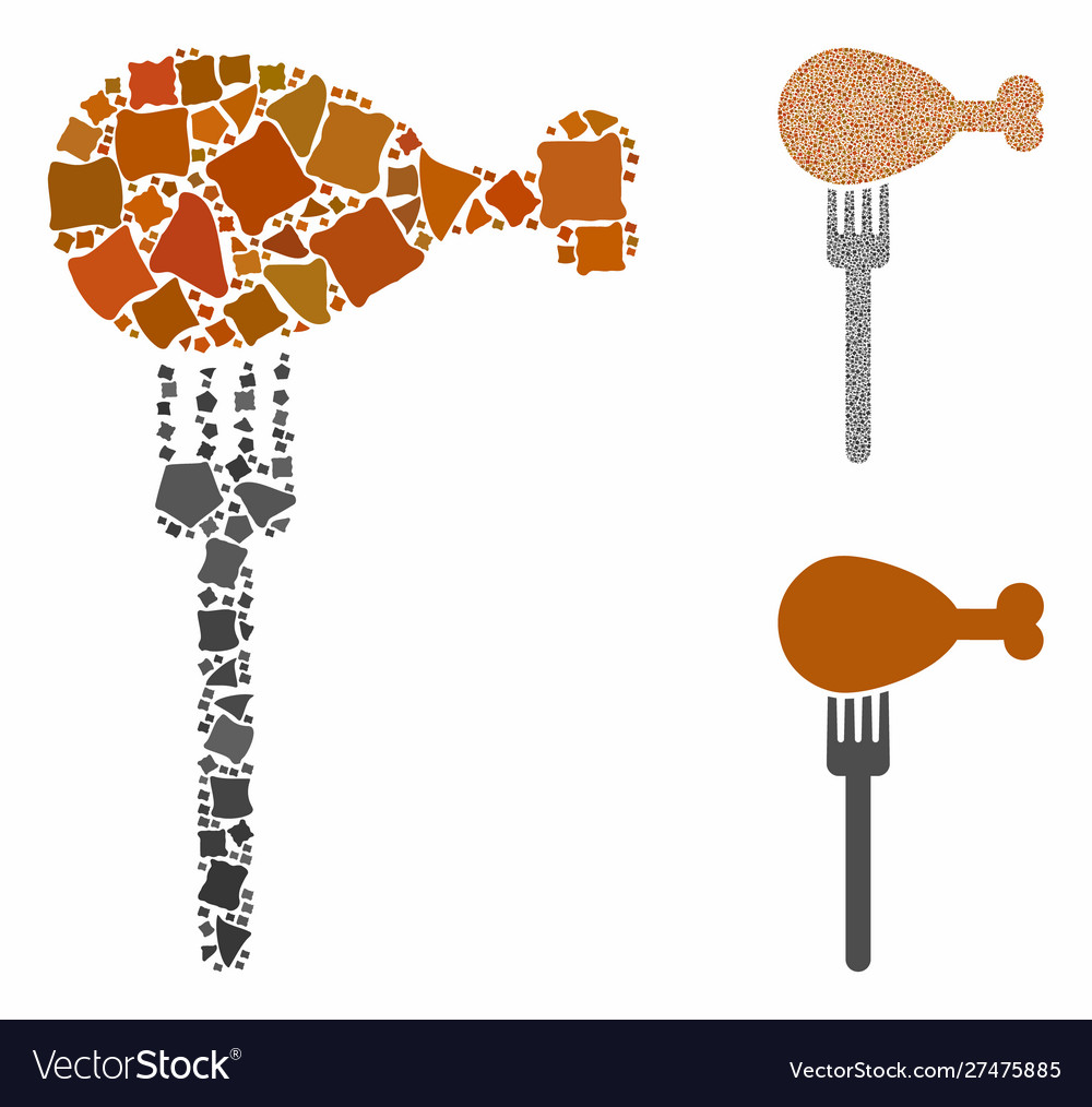 Fork mosaic icon humpy parts vector image Fork mosaic icon humpy parts