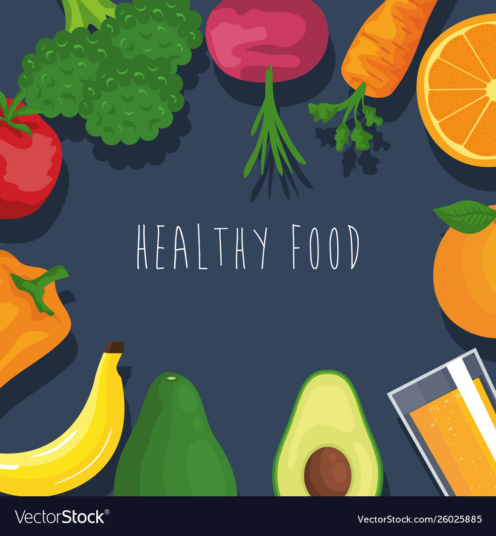 Fresh vegetables and fruits organic nutrition Vector Image