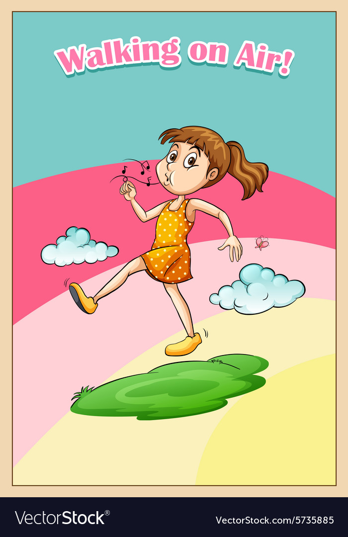 Idiom Walking On Air Royalty Free Vector Image