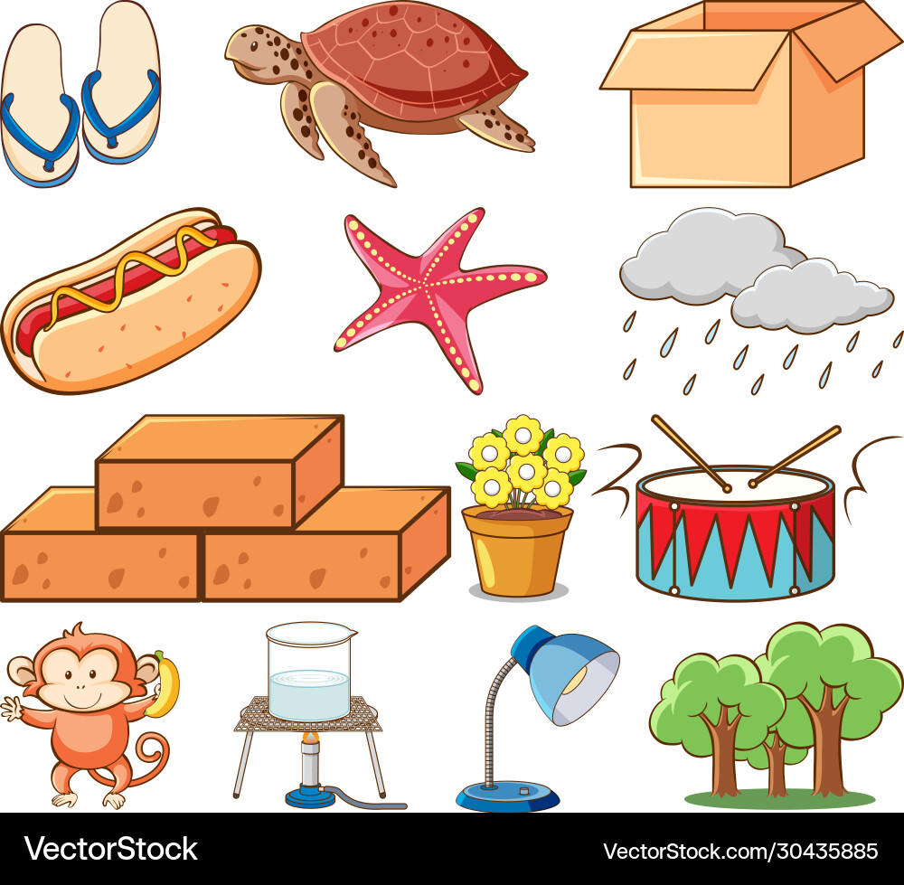Large set different animals and other objects Vector Image