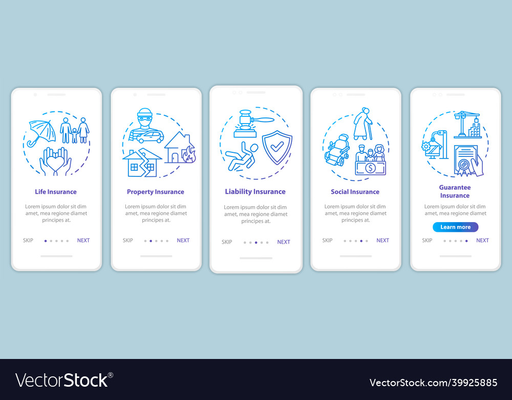 Life insurance onboarding mobile app page screen