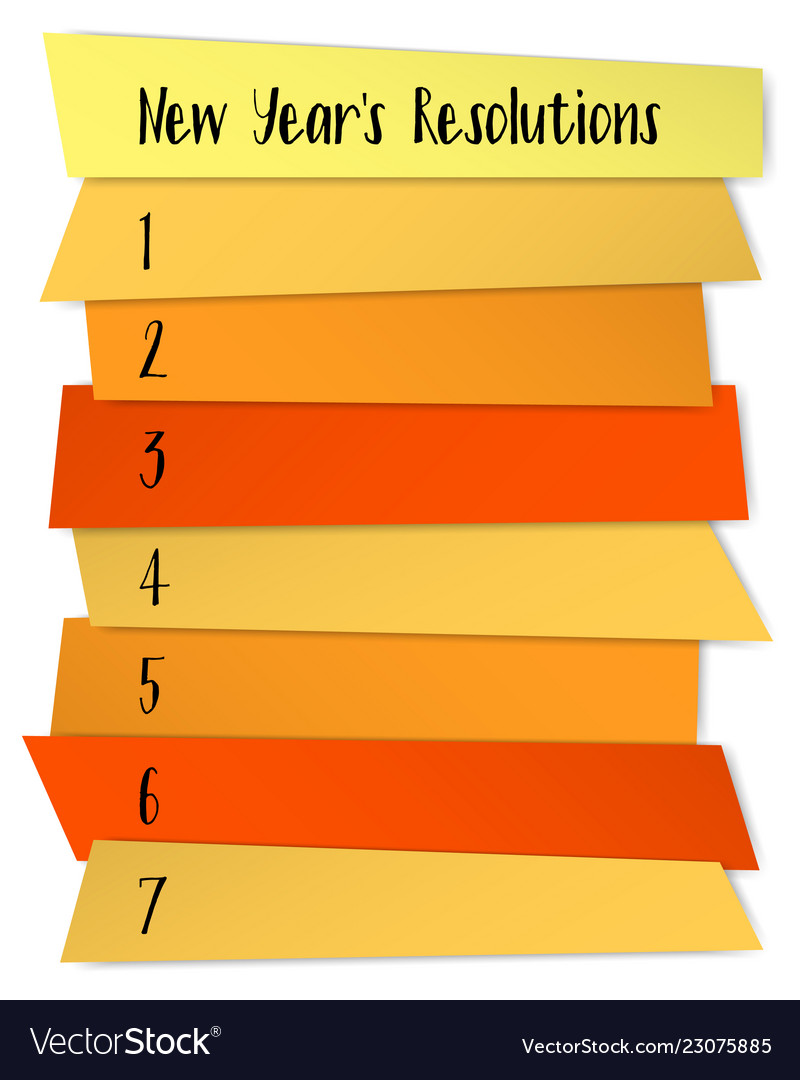 New Year Resolutions Sticky Notes Template Vector Image