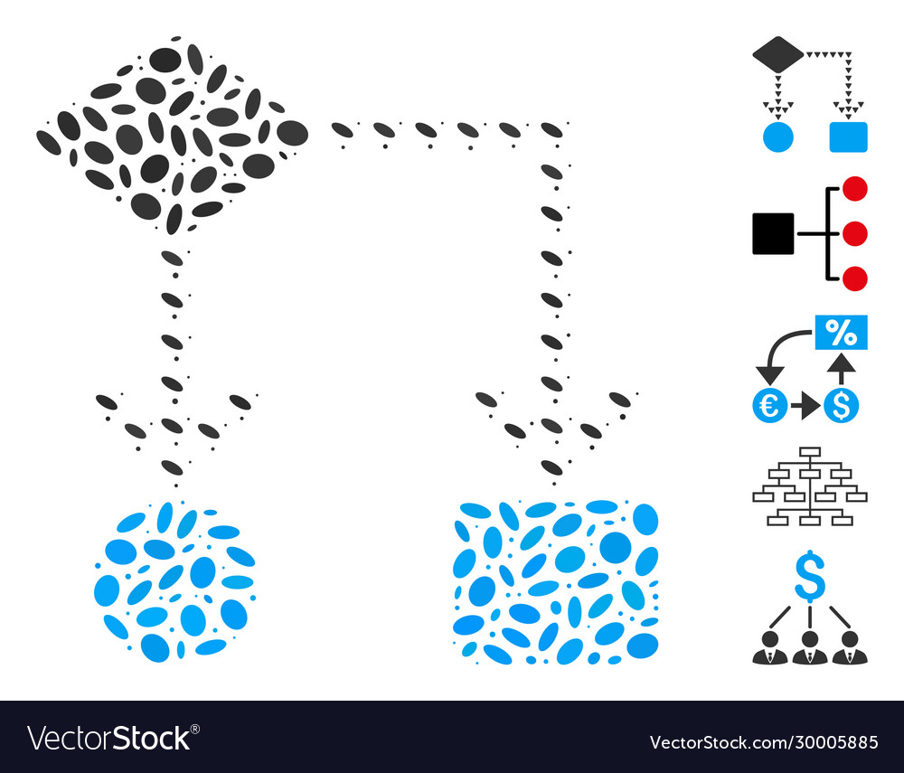 Oval mosaic algorithm flowchart vector image Oval mosaic algorithm flowchart