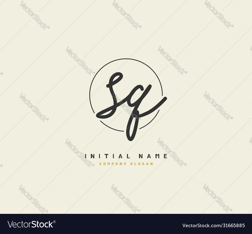 S q sq beauty initial logo handwriting