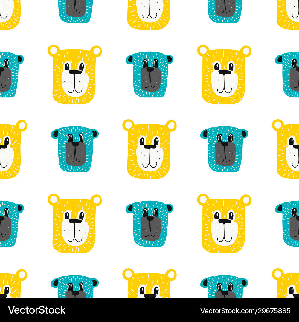 Seamless teddy bear pattern hand drawn Royalty Free Vector
