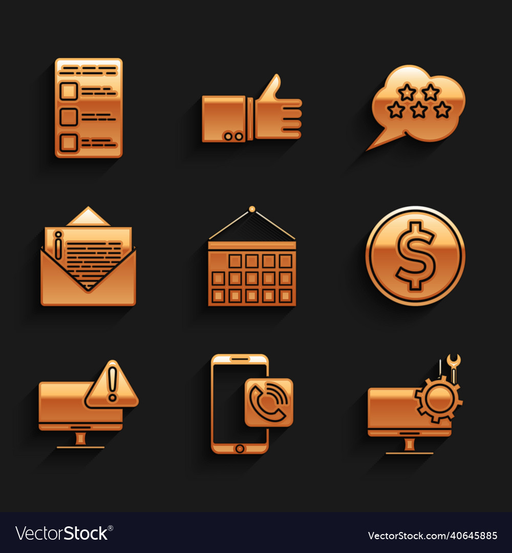 Set calendar mobile phone call computer monitor vector image Set calendar mobile phone call computer monitor