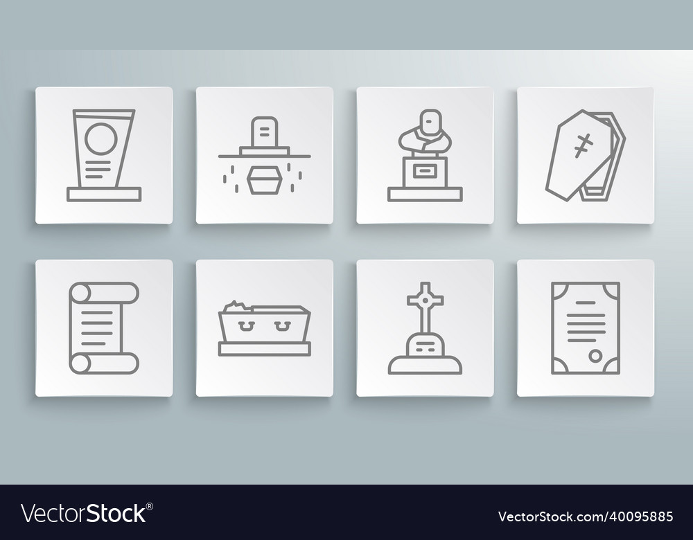 Set line decree parchment scroll grave vector image Set line decree parchment scroll grave