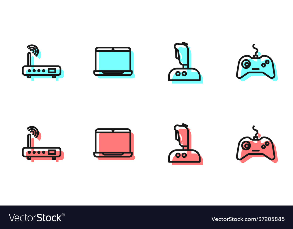 Set line joystick for arcade machine router vector image Set line joystick for arcade machine router