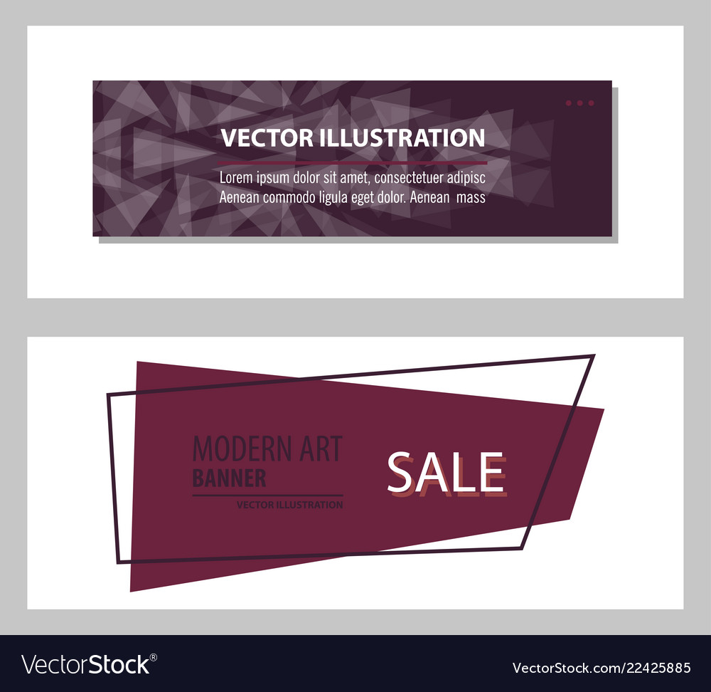 Set of flat linear promotion ribbon banner scroll