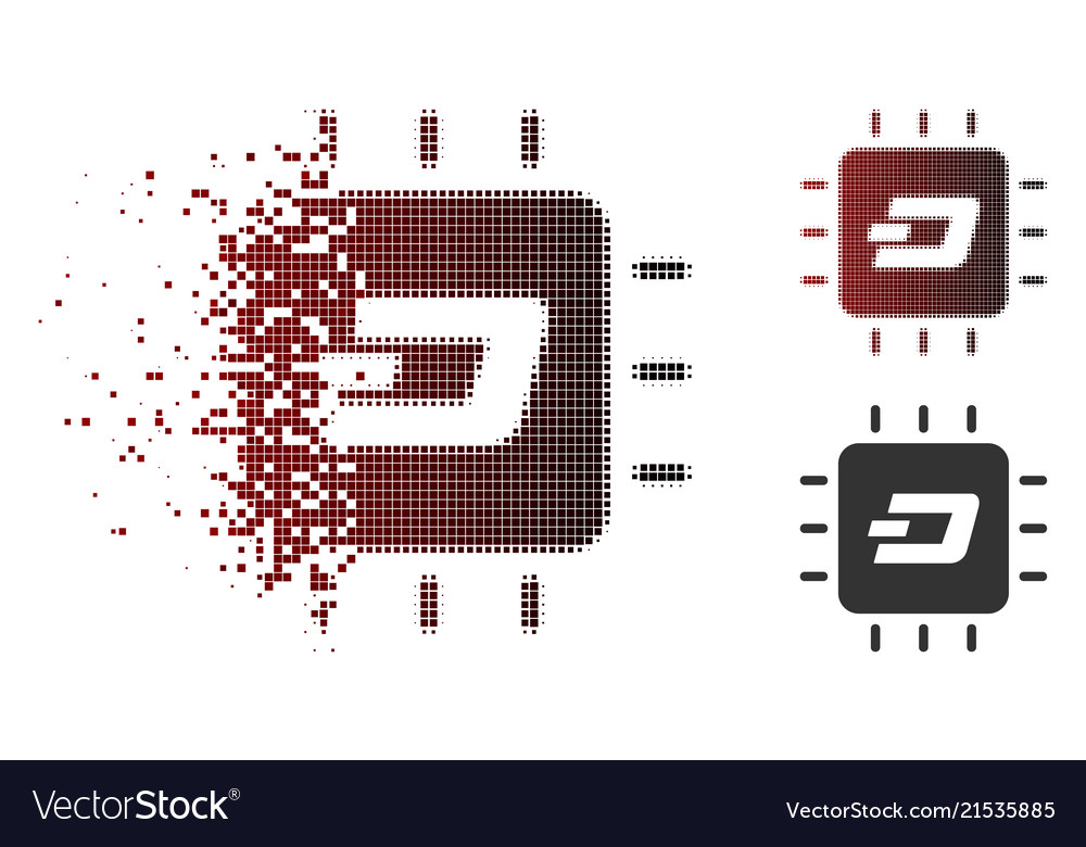 Sparkle pixel halftone dash processor chip icon vector image Sparkle pixel halftone dash processor chip icon