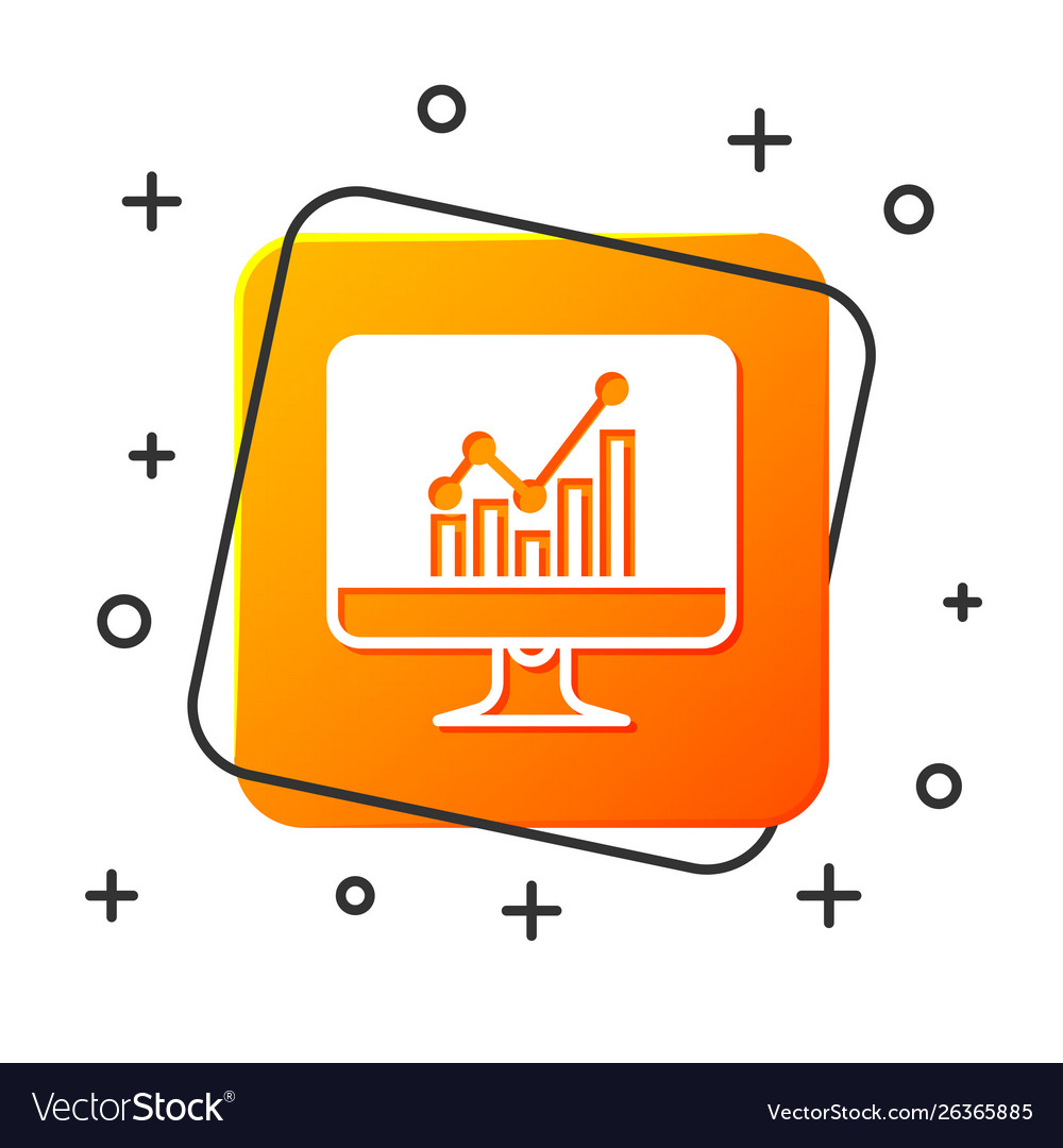 White computer monitor with graph chart icon vector image White computer monitor with graph chart icon