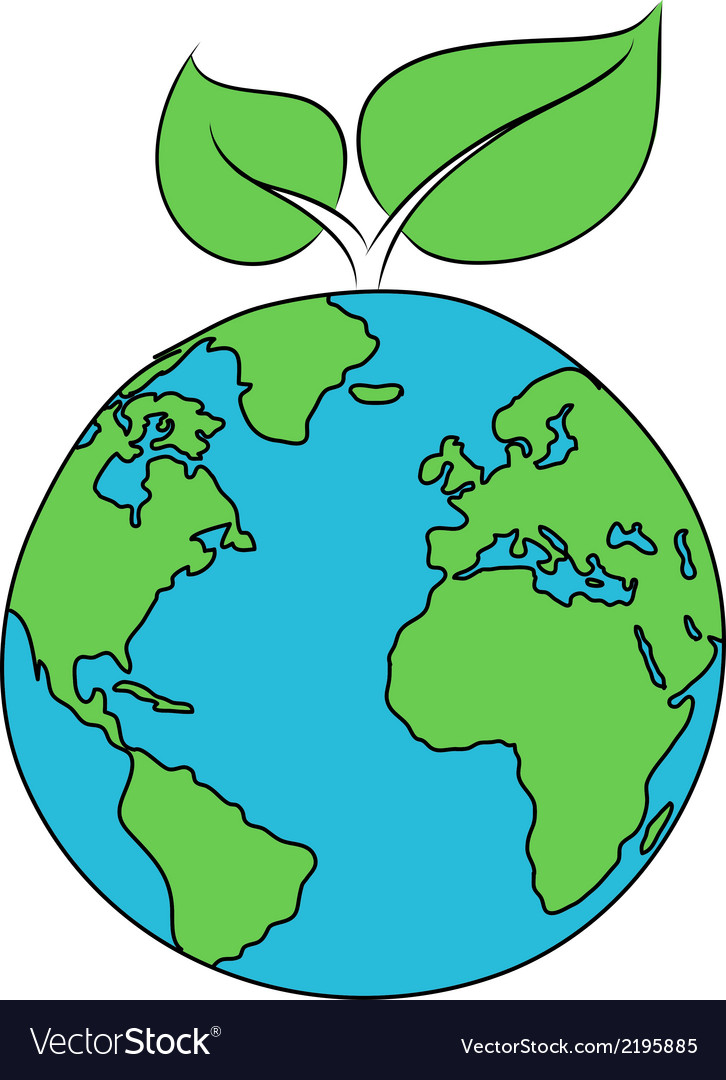 World globe with green leaves Royalty Free Vector Image