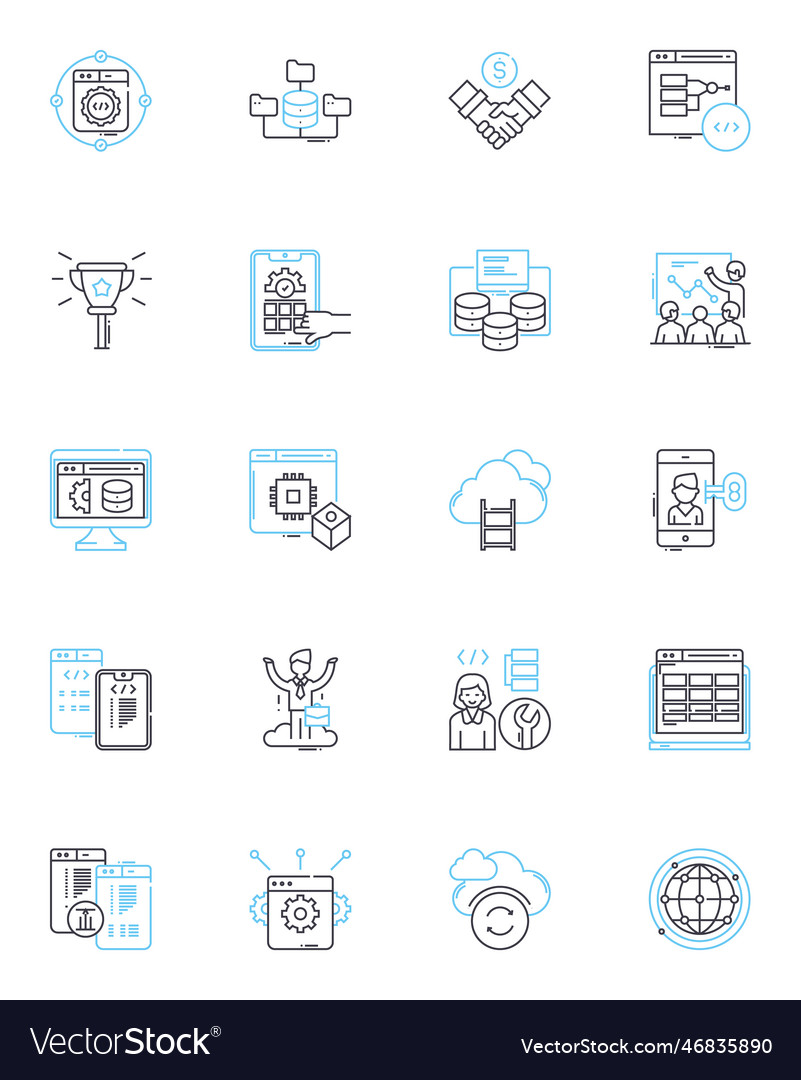 Accessibility testing linear icons set usability vector image Accessibility testing linear icons set usability