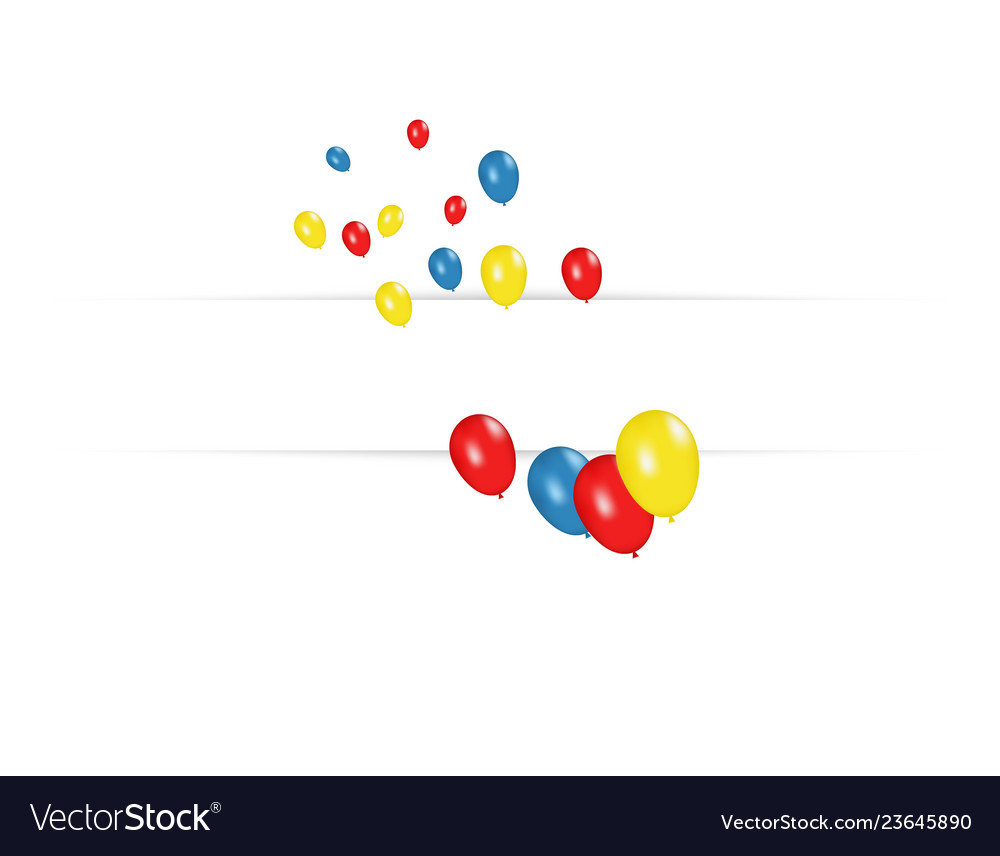 Blank banner with color balloons isolated on white