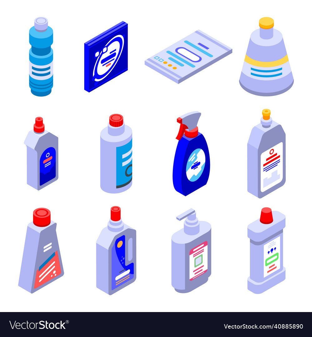 Bleach icons set isometric style Vector Image Bleach icons set isometric style