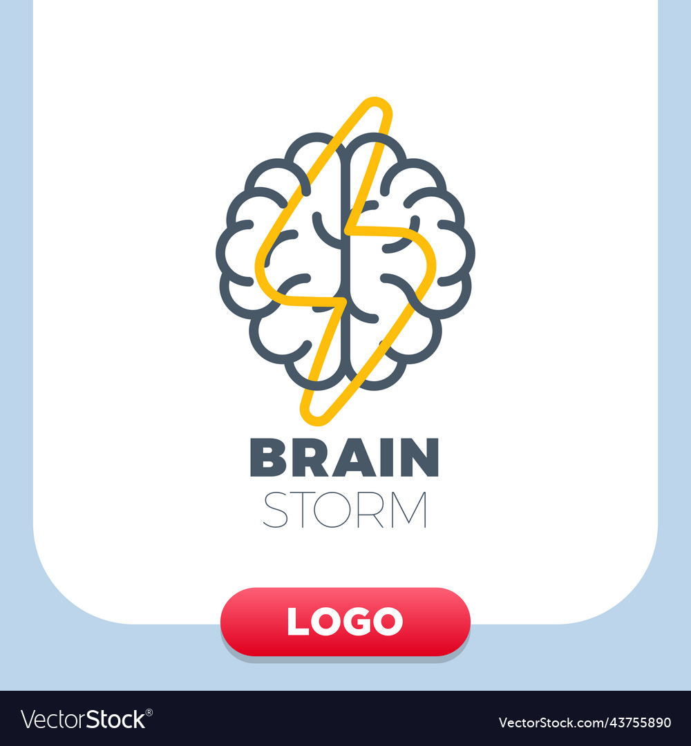 Brain logo with thunderbolt design layout