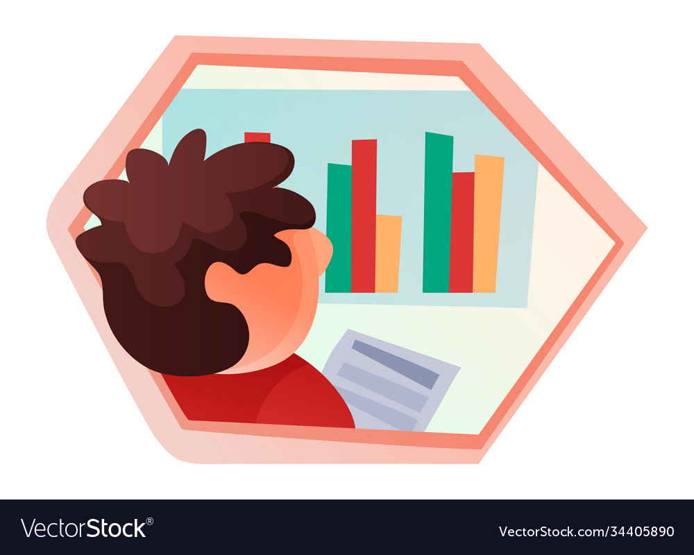 Businessman analyzes graph data analysis