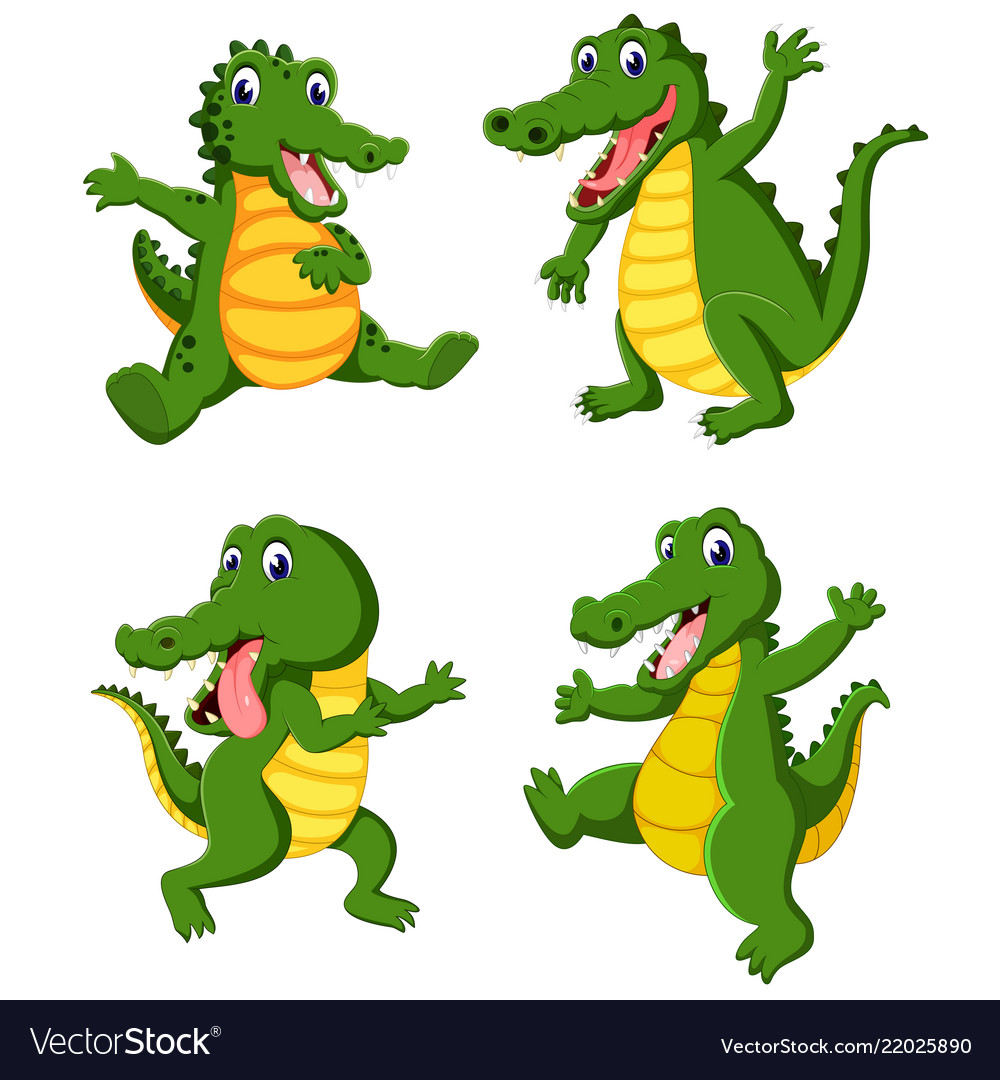 Collection of the big crocodilies Royalty Free Vector Image