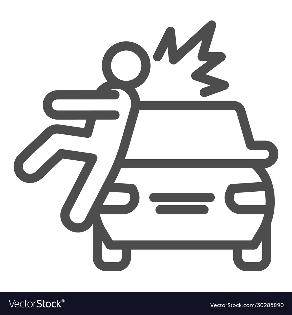 Collision with pedestrian line icon vehicle knock