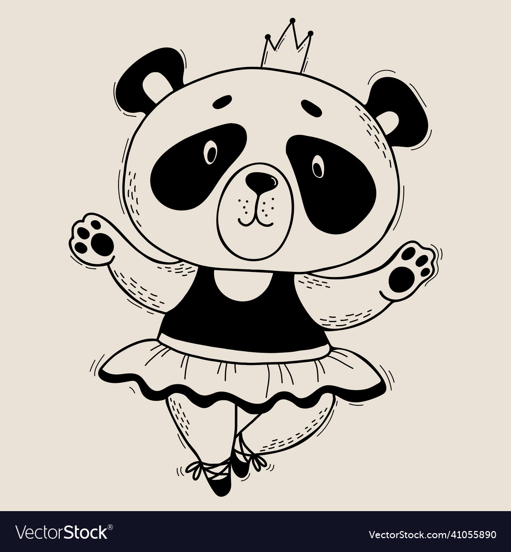 Süße Panda Charakter Mädchen Ballerina in Kleid