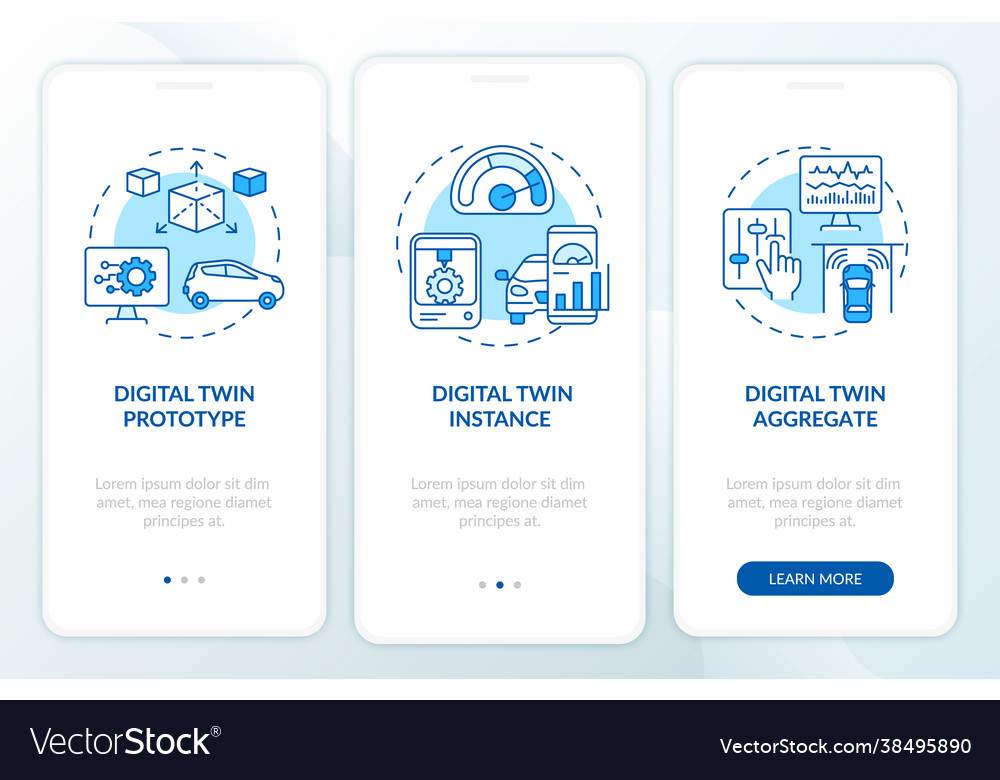 Digital twin types onboarding mobile app page