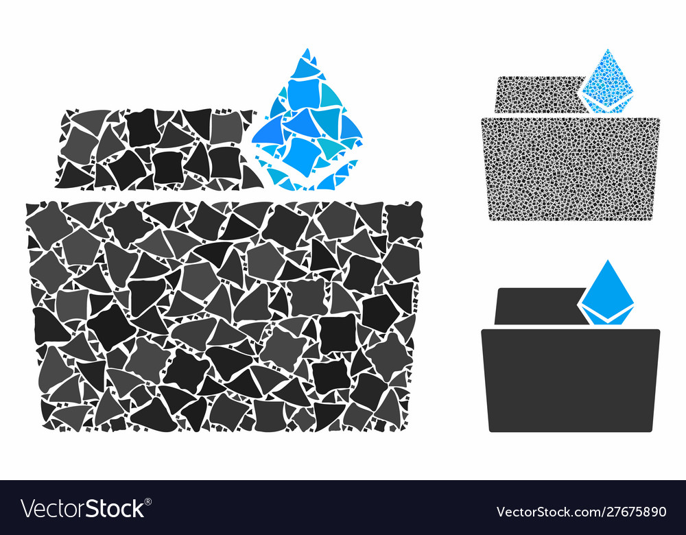 Ethereum crystal folder composition icon bumpy vector image Ethereum crystal folder composition icon bumpy