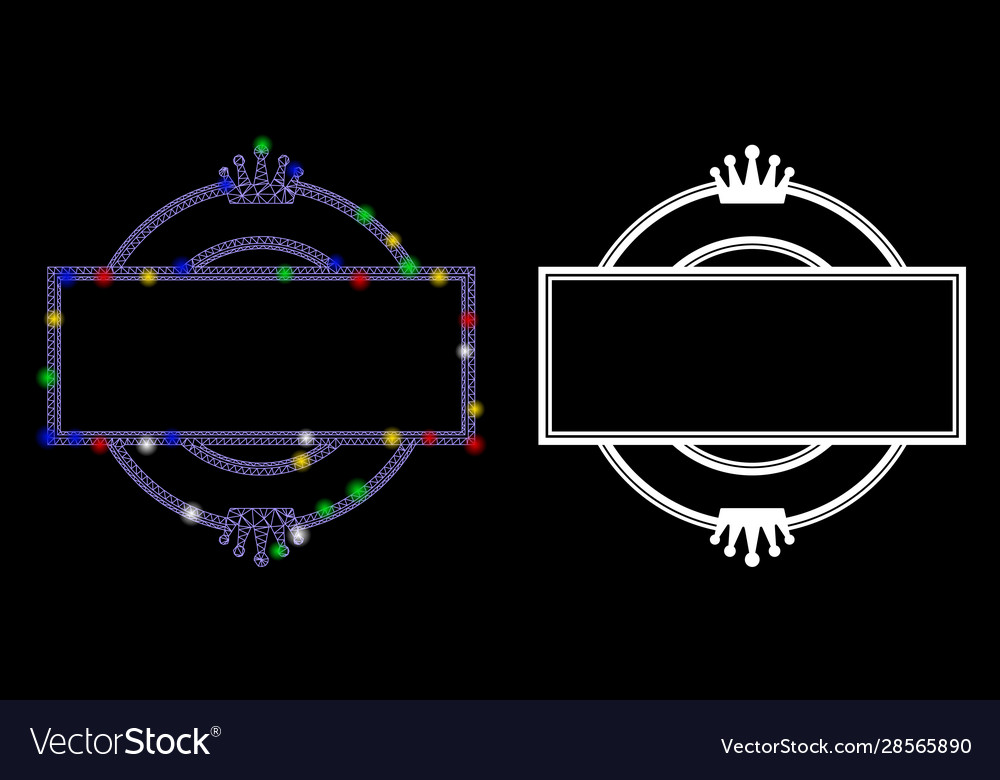 Flare mesh network crown round and rectangle frame vector image Flare mesh network crown round and rectangle frame