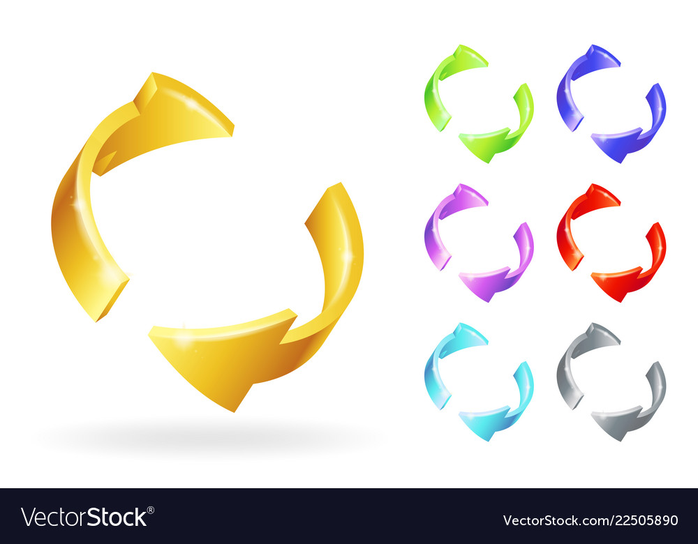 Golden Arrow Rotation Icons - 3D