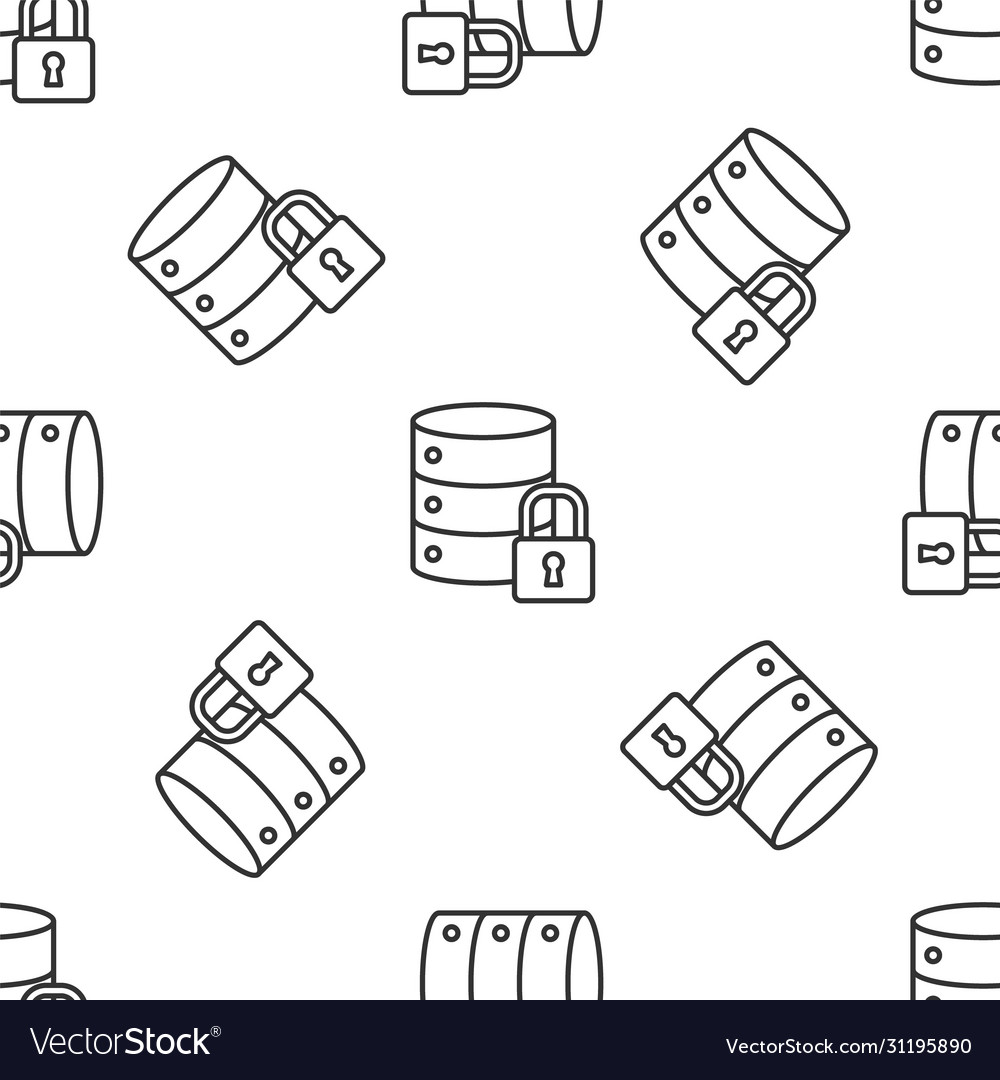 Grey line server security with closed padlock icon vector image Grey line server security with closed padlock icon