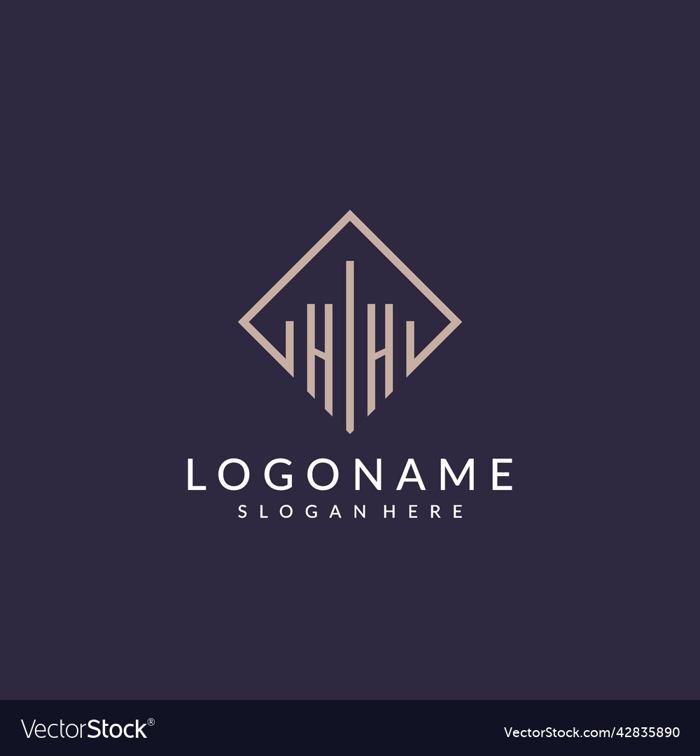 Hh initial monogram logo with rectangle style Vector Image Hh initial monogram logo with rectangle style