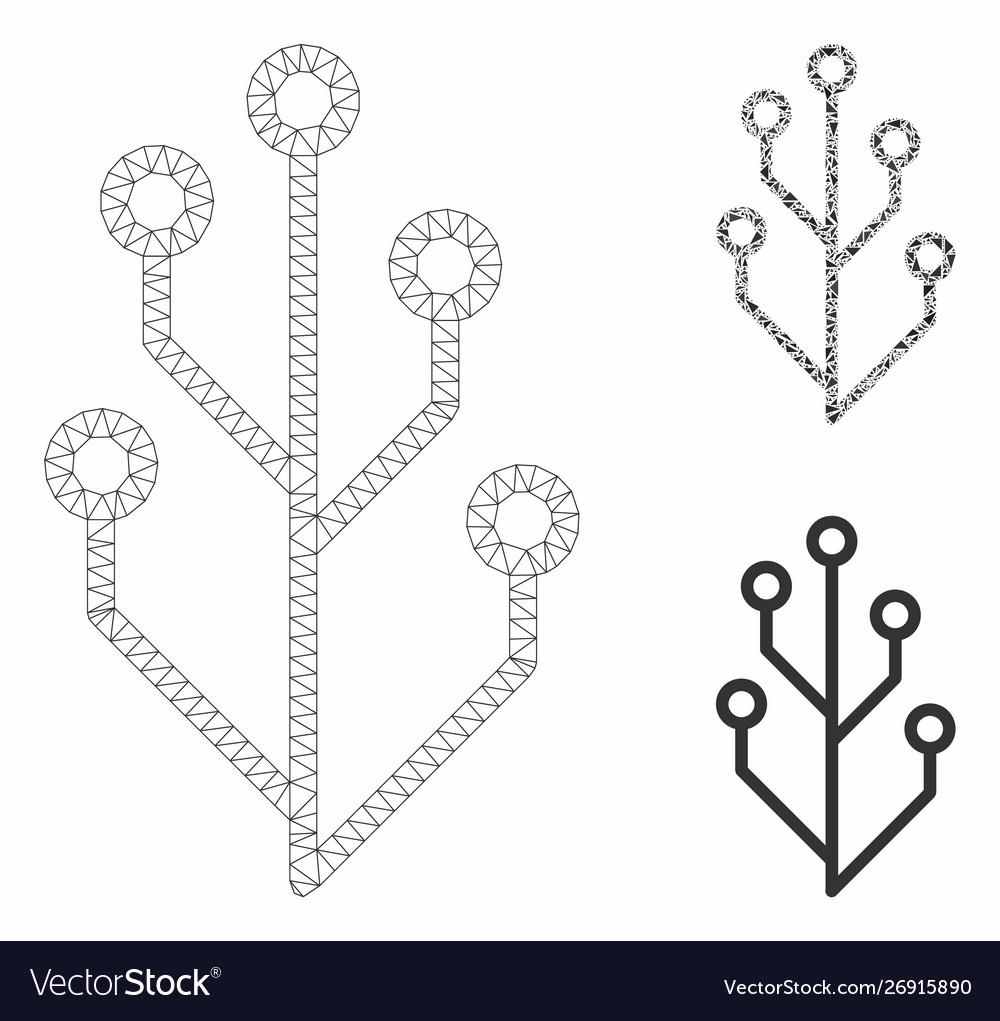 Hi-tech tree mesh network model vector image Hi-tech tree mesh network model