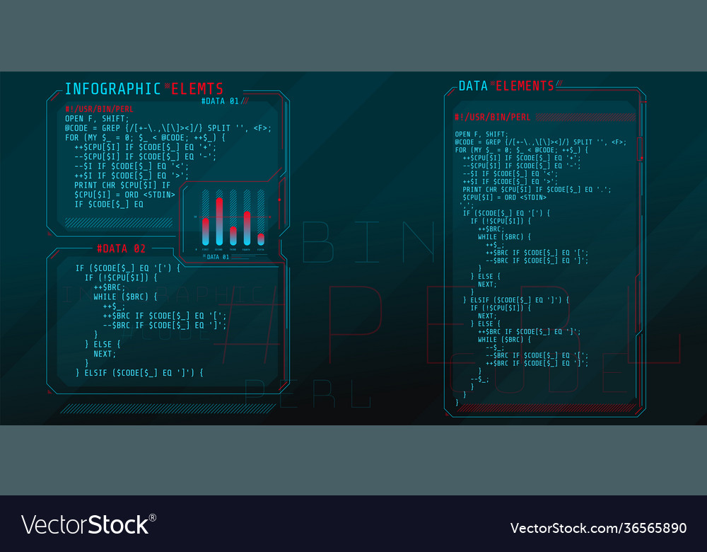 Hud interface elements with part code perl Vector Image