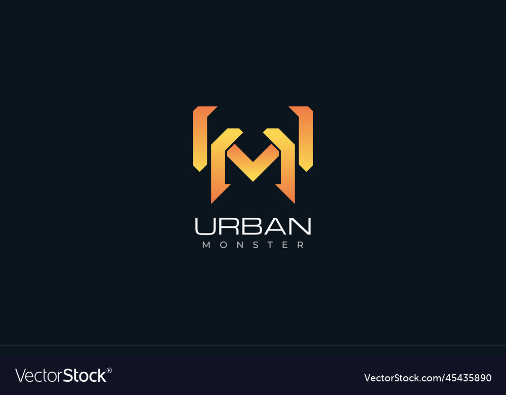M and u initial logo design with abstract concept