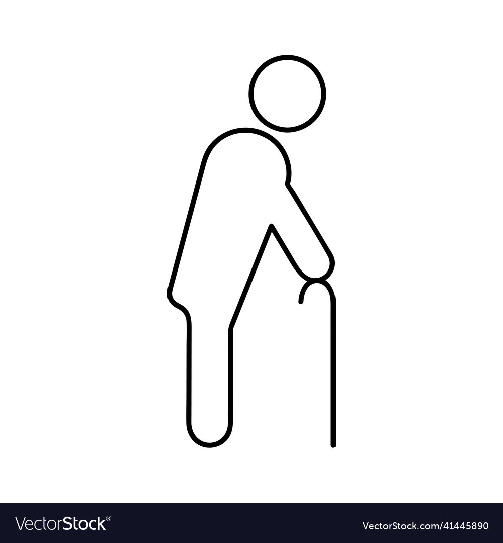 Man walking with cane line icon for web mobile